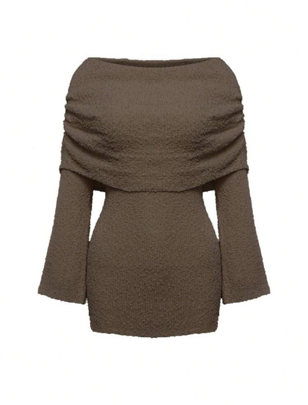Off-Shoulder Boucle Mini - Chocolate