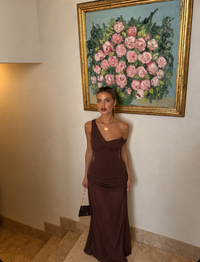 Natalie Rolt Cadence Gown in Espresso | Formal Dress Hire Adelaide