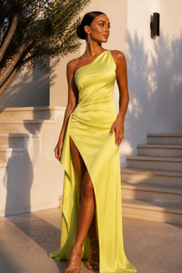 Lexi - Samira One Shoulder Dress - Mojito (Lime) Green