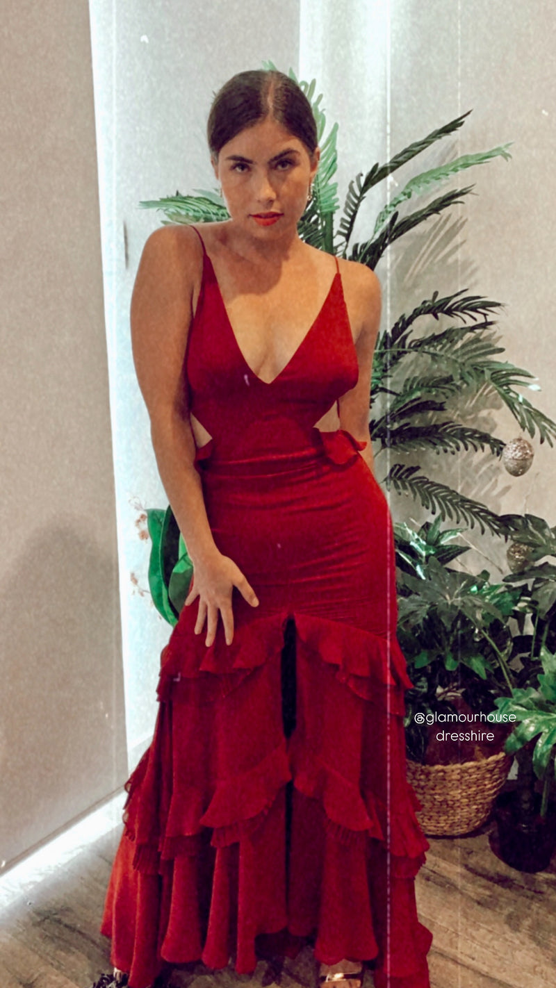 Other Formal - Custom Cutout Mermaid Gown - Cherry Red