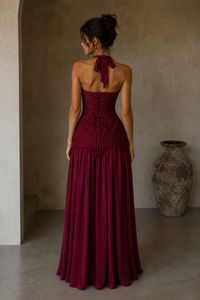 Almira Maxi Dress in Mulberry Red | Formal Dress Hire Adelaide