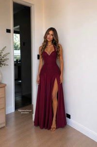 Almira Maxi Dress in Mulberry Red | Formal Dress Hire Adelaide