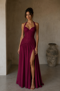 Almira Maxi Dress in Mulberry Red | Formal Dress Hire Adelaide