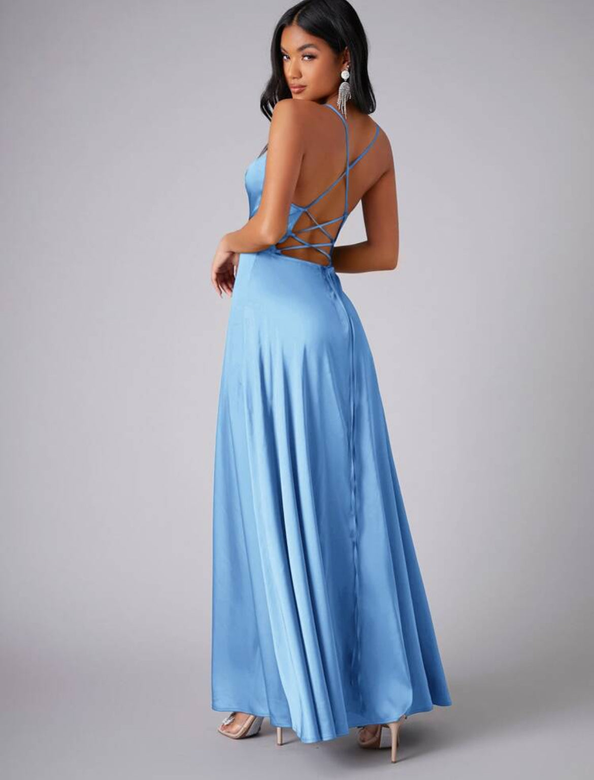 Flirt Strappy Back Maxi Dress - Blue