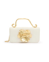 Ajé - Alessia Flower Bag - Ivory With Gold Flower