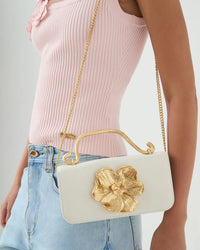 Ajé - Alessia Flower Bag - Ivory With Gold Flower