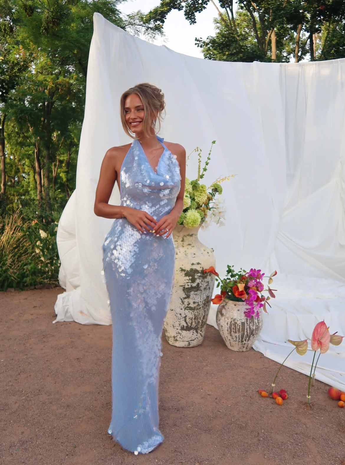 MISHA Anais Sequin Dress Cornflower Blue