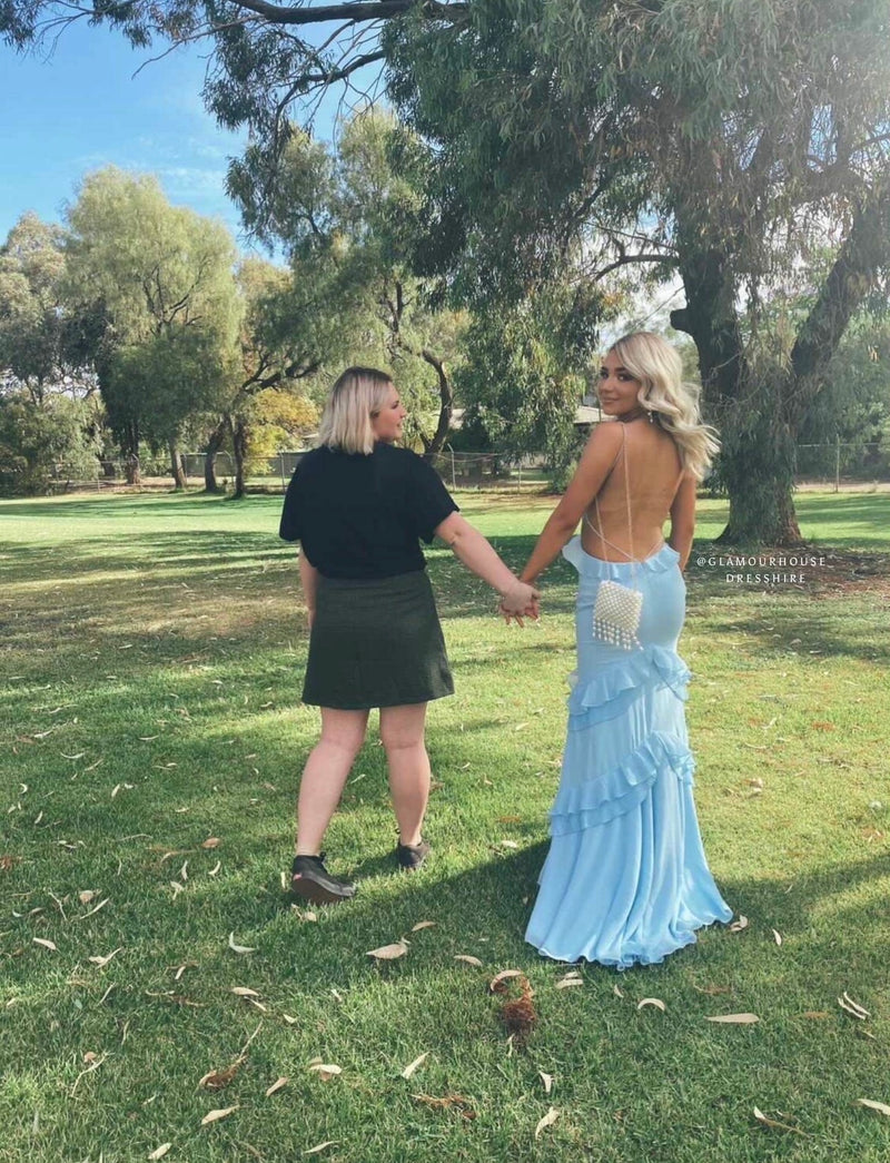 Other Formal - Custom Cutout Mermaid Gown - Light Blue