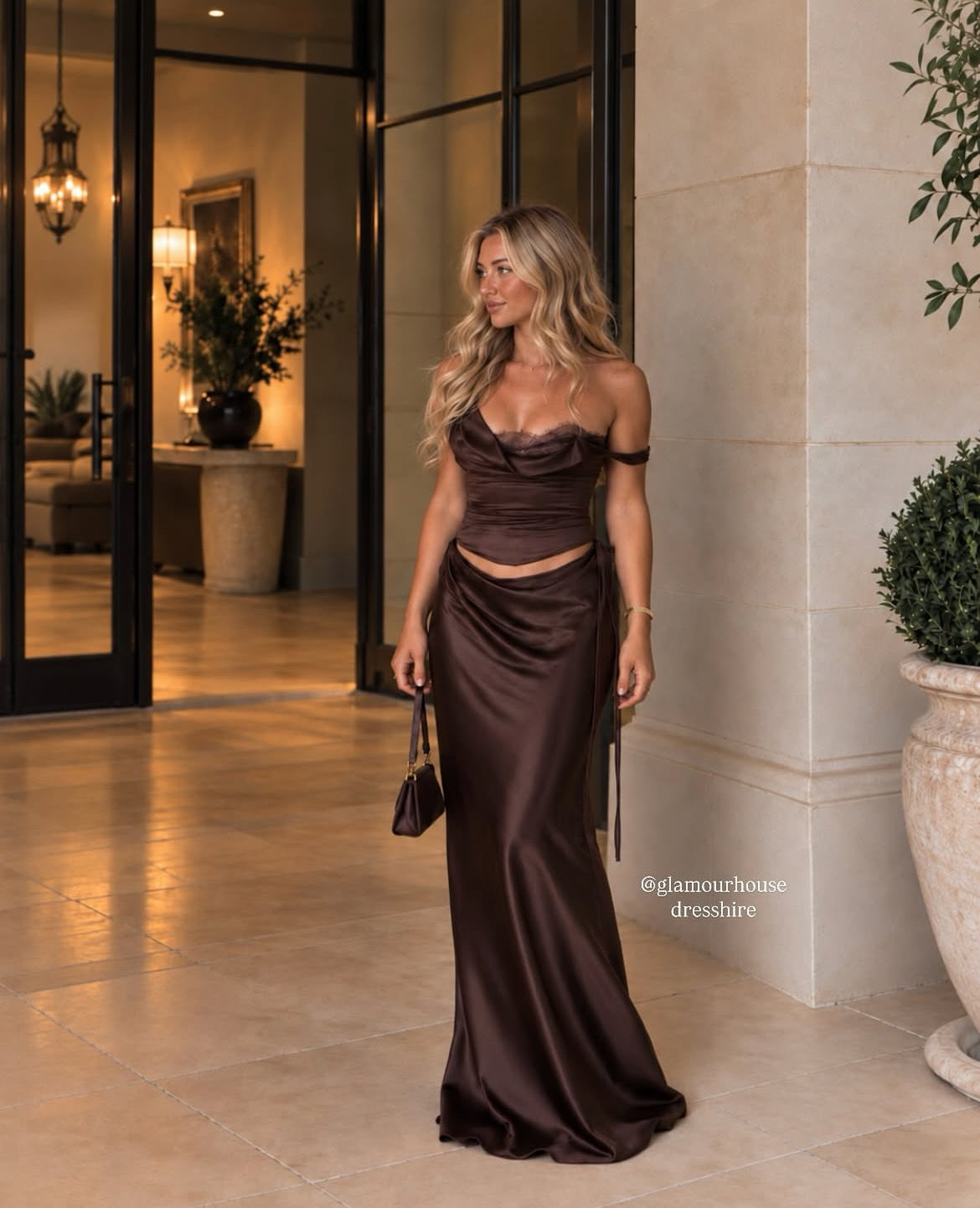 Natalie Rolt Posy Top & Evelyn Skirt in Espresso | Formal Dress Hire Adelaide