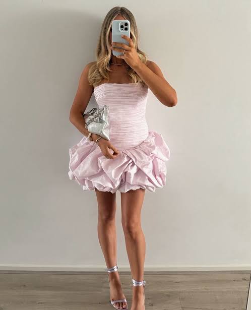 Ajé - Violette Bubblehem Mini Dress - Pastel Pink
