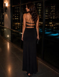 Bec + Bridge Montana Twist Mesh Maxi Dress in Black | Formal Dress Hire Adelaide