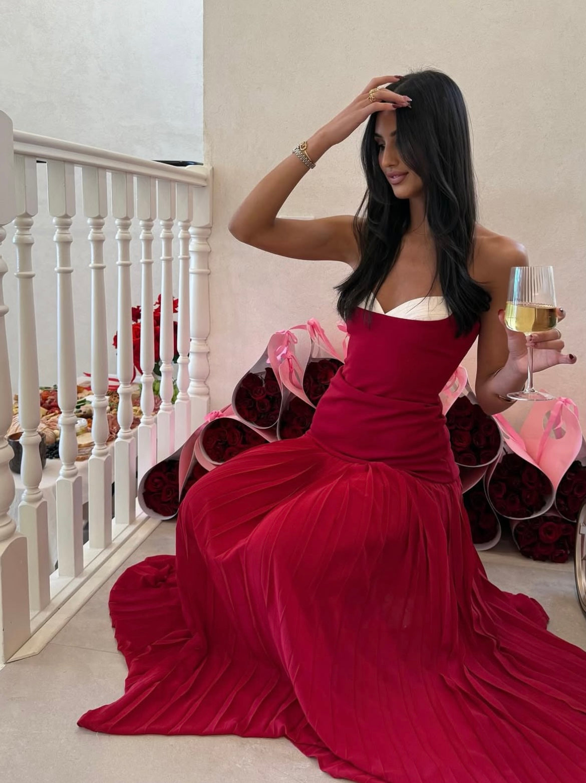 She Is Olla - Nicolette Maxi - Raspberri Red