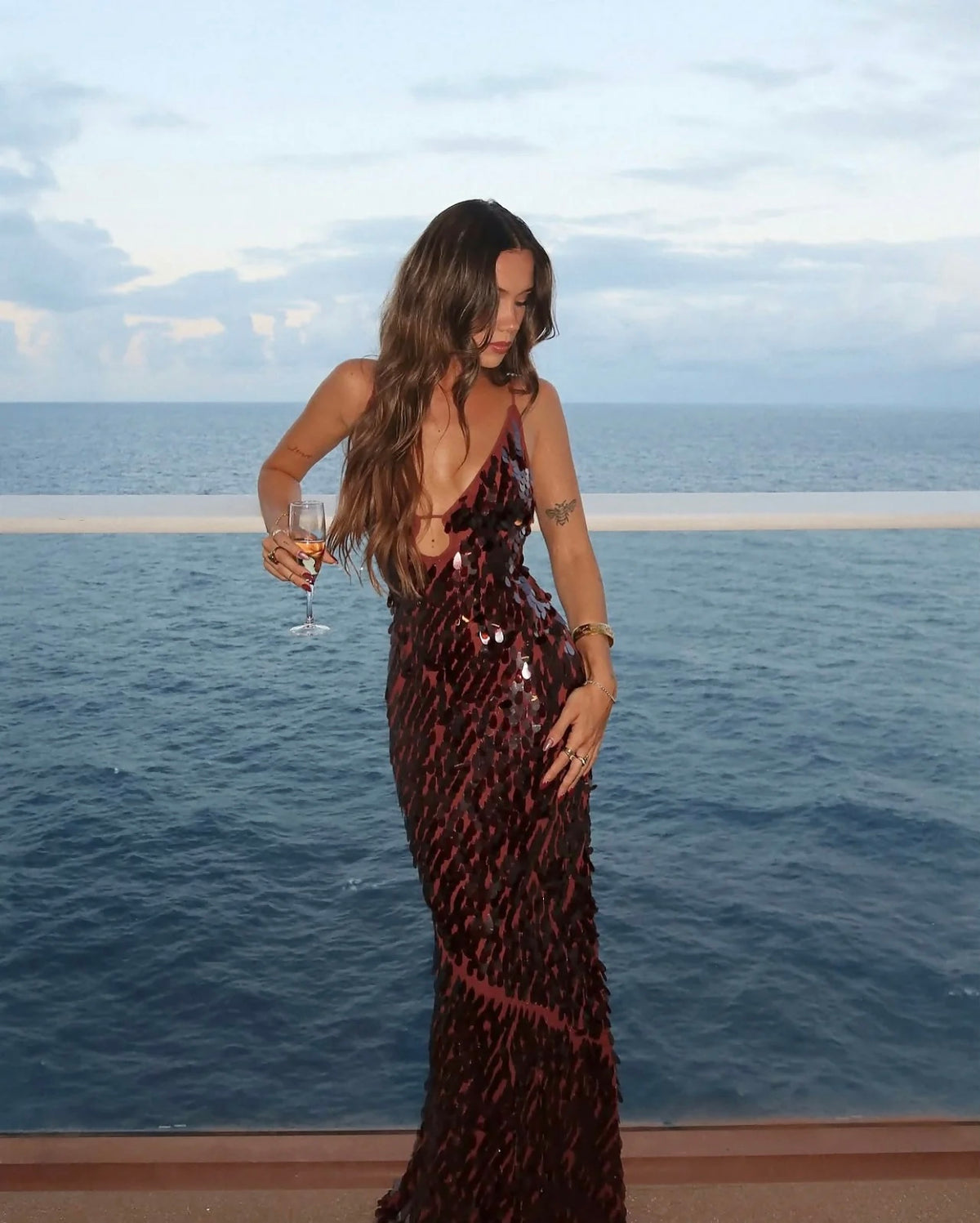 Misha - Sapphire Sequin Maxi Dress - Fig