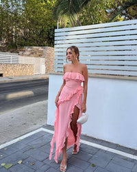 House of CB - Sarina Apricot Ruffle Maxi Dress