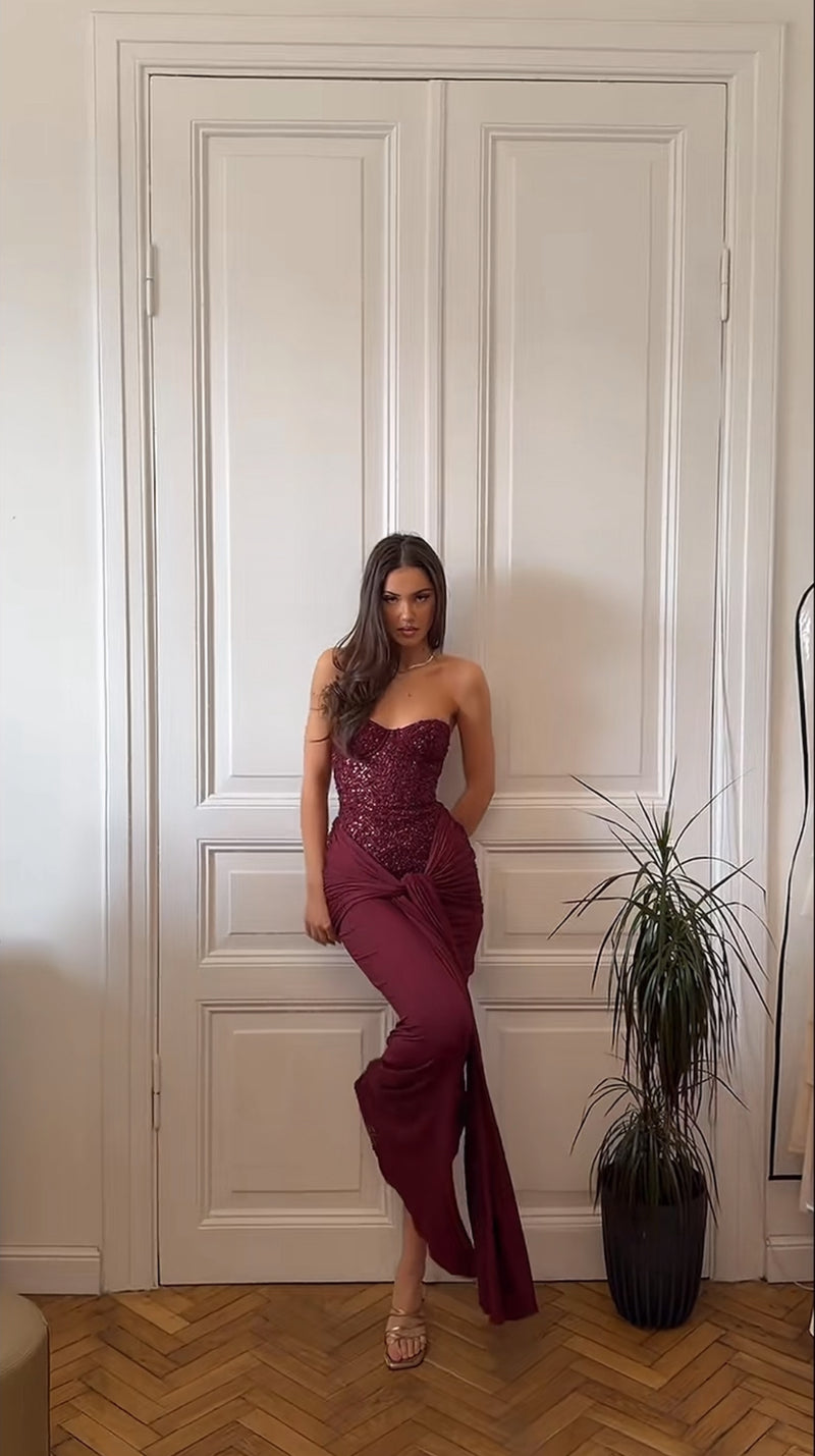 ✨ Carina Maxi Dress in Burgundy | Formal & Event Hire