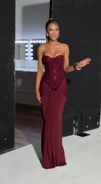 ✨ Carina Maxi Dress in Burgundy | Formal & Event Hire