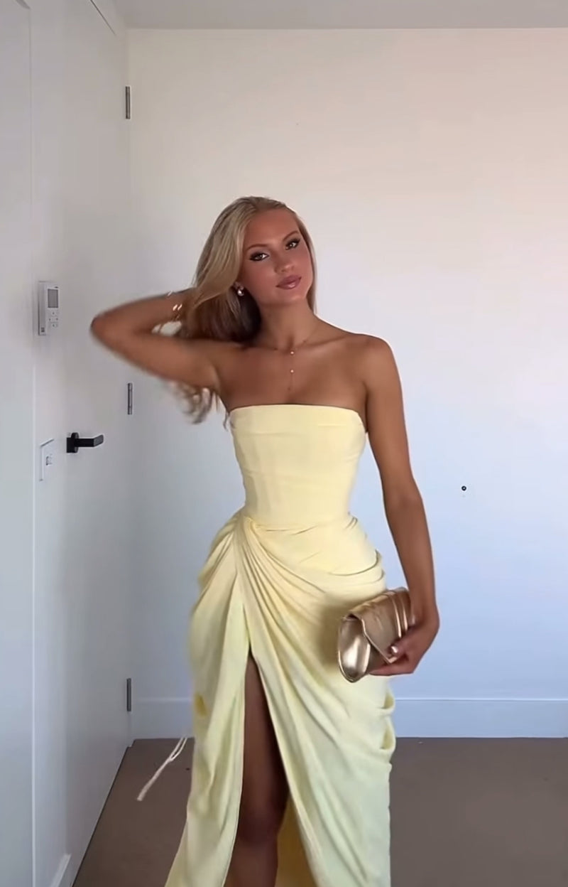 ✨ Cyra Maxi Dress in Lemon Chiffon | Formal & Event Hire