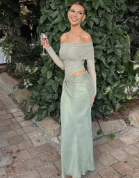 Benni - Yasmin Off Shoulder Dress - Pistachio Green