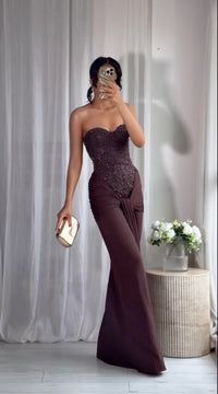 Carina Maxi Dress in Plum Brown | Formal Dress Hire Adelaide