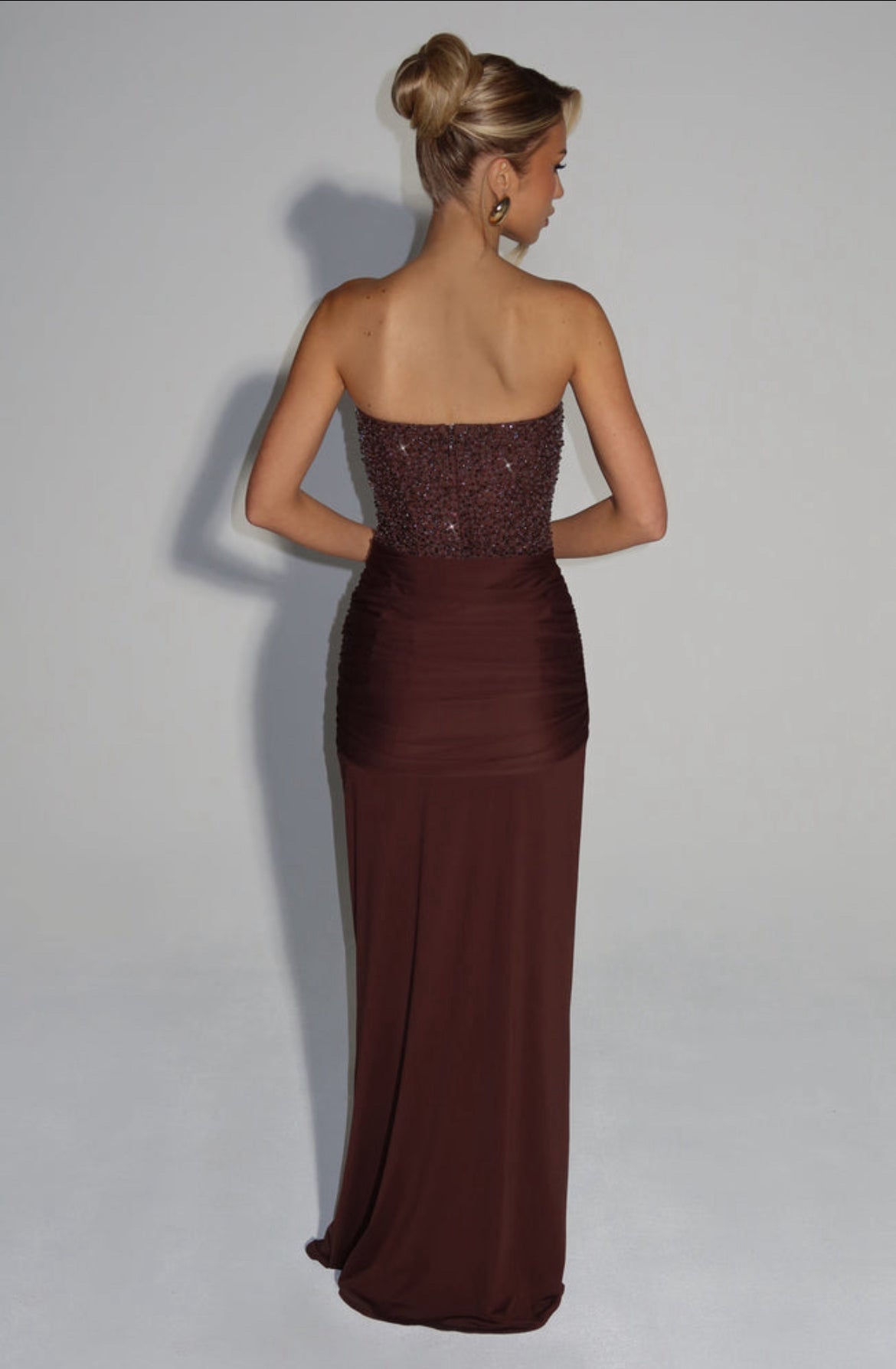 Carina Maxi Dress in Plum Brown | Formal Dress Hire Adelaide