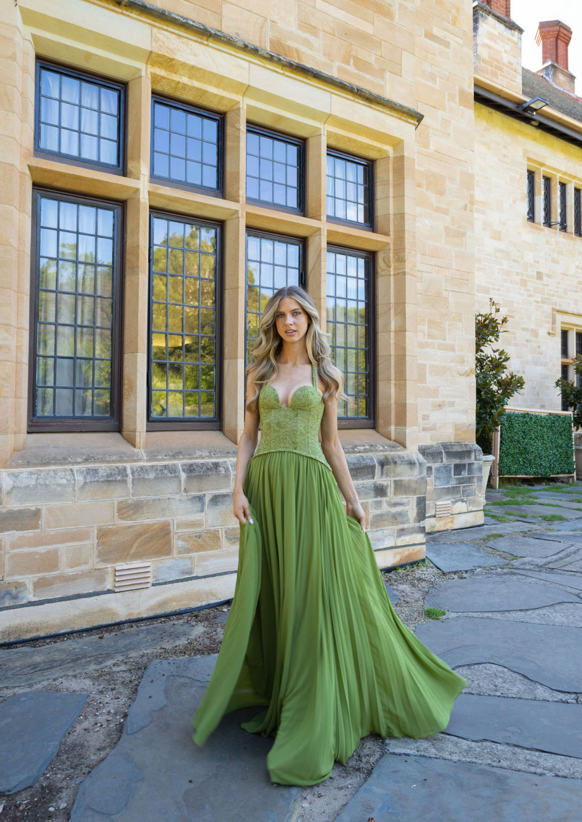 Fenity Gaia Gown in Olive Green | Formal Dress Hire Adelaide