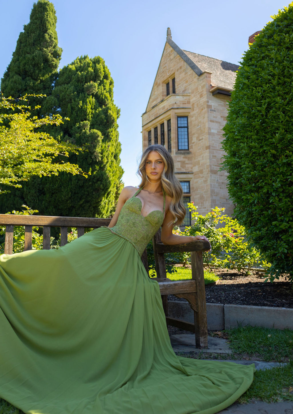 Fenity Gaia Gown in Olive Green | Formal Dress Hire Adelaide