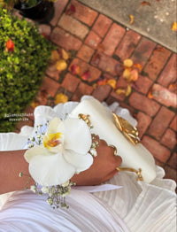 Ajé - Alessia Flower Bag - Ivory With Gold Flower