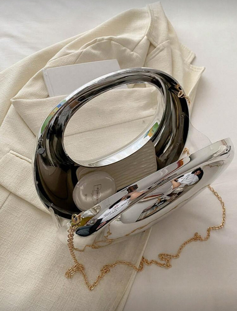 Luxe Chrome Clutch - Silver