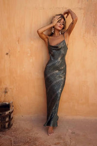 Rat & Boa - Alessandra Slip Dress - Green & Silver