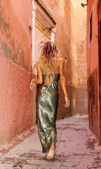 Rat & Boa - Alessandra Slip Dress - Green & Silver