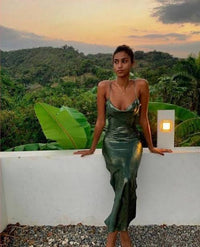 Rat & Boa - Alessandra Slip Dress - Green & Silver glamourhouseaustralia Rat & Boa - Alessandra Slip Dress - Green & Silver glamourhouseaustralia