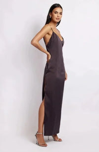 Karissa Side Split Maxi Dress - Charcoal