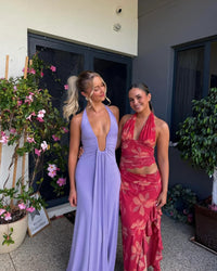 ✨ MISHA — Jennifer Cupro Maxi Dress in Cherry Red | Formal & Event Hire