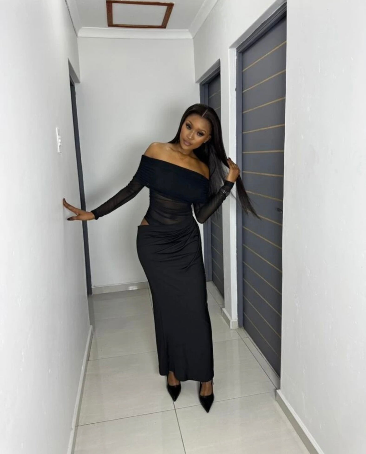 Midnight Hours Mesh Maxi - Black