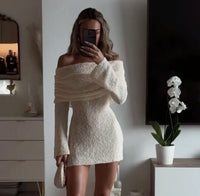 Off-Shoulder Boucle Mini - Ivory