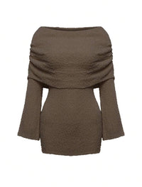 Off-Shoulder Boucle Mini - Chocolate