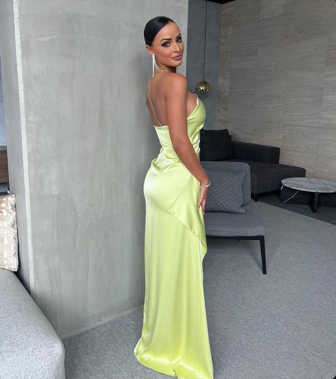 Lexi - Samira One Shoulder Dress - Mojito (Lime) Green