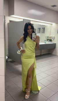 Lexi - Samira One Shoulder Dress - Mojito (Lime) Green