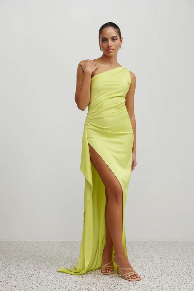 Lexi - Samira One Shoulder Dress - Mojito (Lime) Green